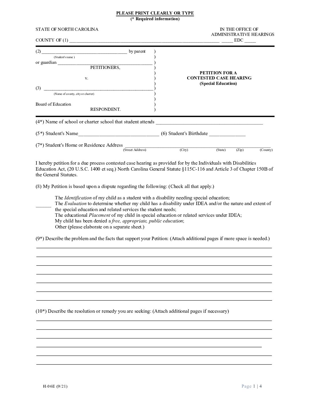 DP Petition for Hearing Form