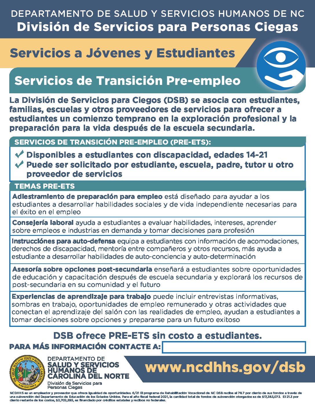 DSB PreEmployment Transition Services (Web Ready Spanish)