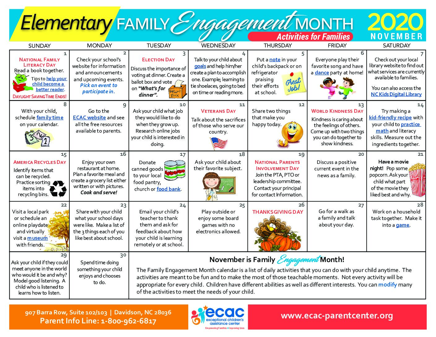 Family Engagement Month 2020 Exceptional Children's Assistance Center