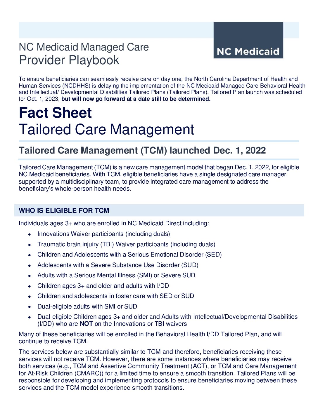 Fact Sheet- Tailored Care Management
