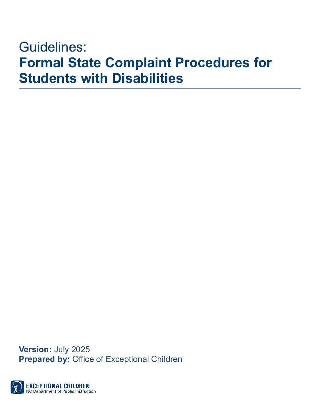 Formal State Complaint Procedures for Students with Disabilities (r. July 2025)
