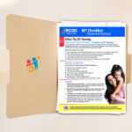 A brown folder with a document inside. The document is the ECAC IEP Check List