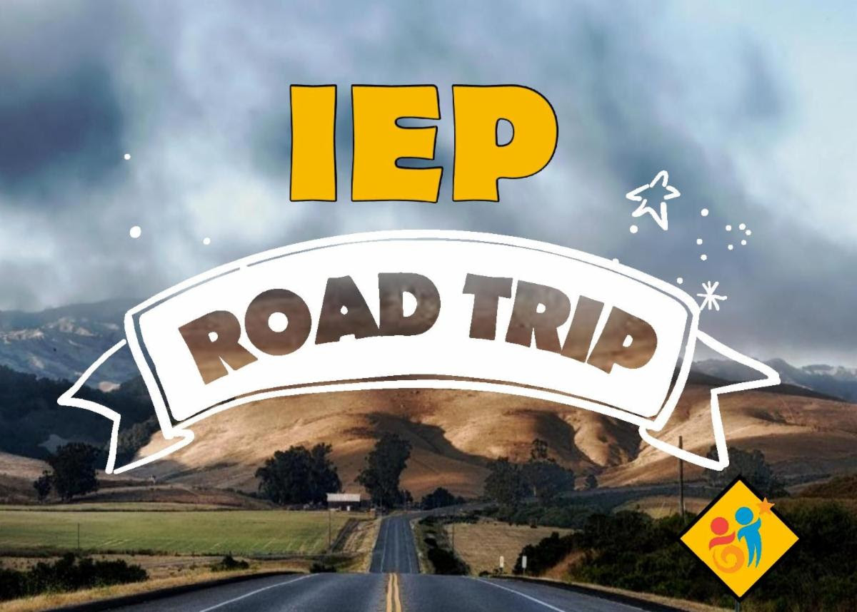 Banner over a open road that reads IEP Road Trip