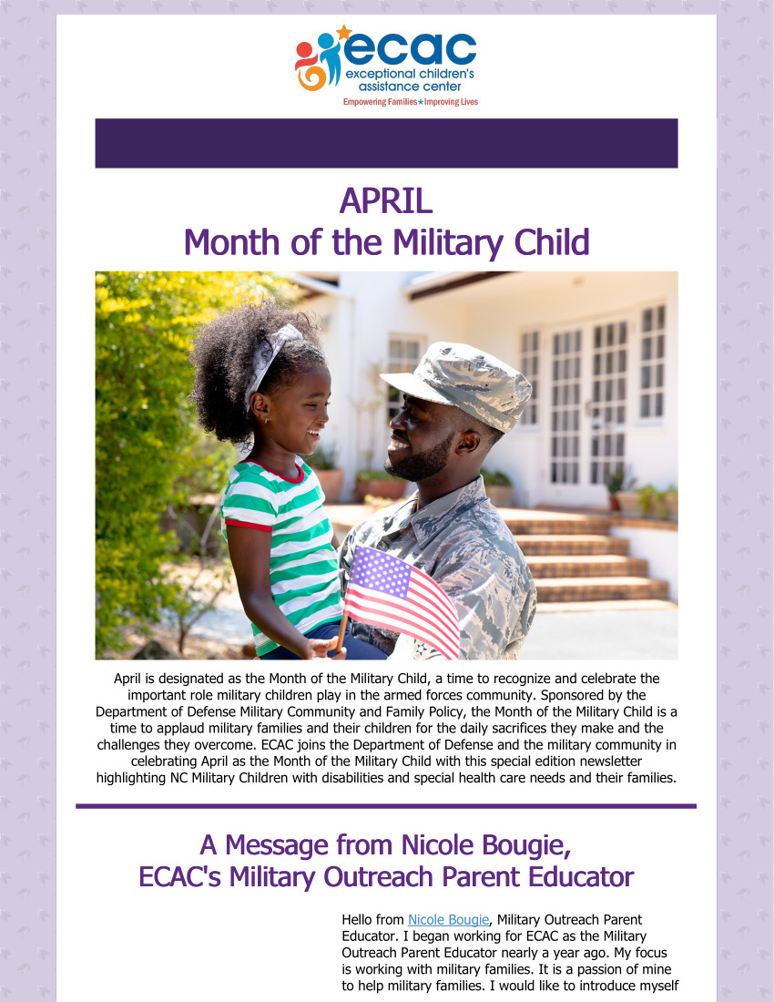 Month of the Military Child Newsletter to OSEP PO