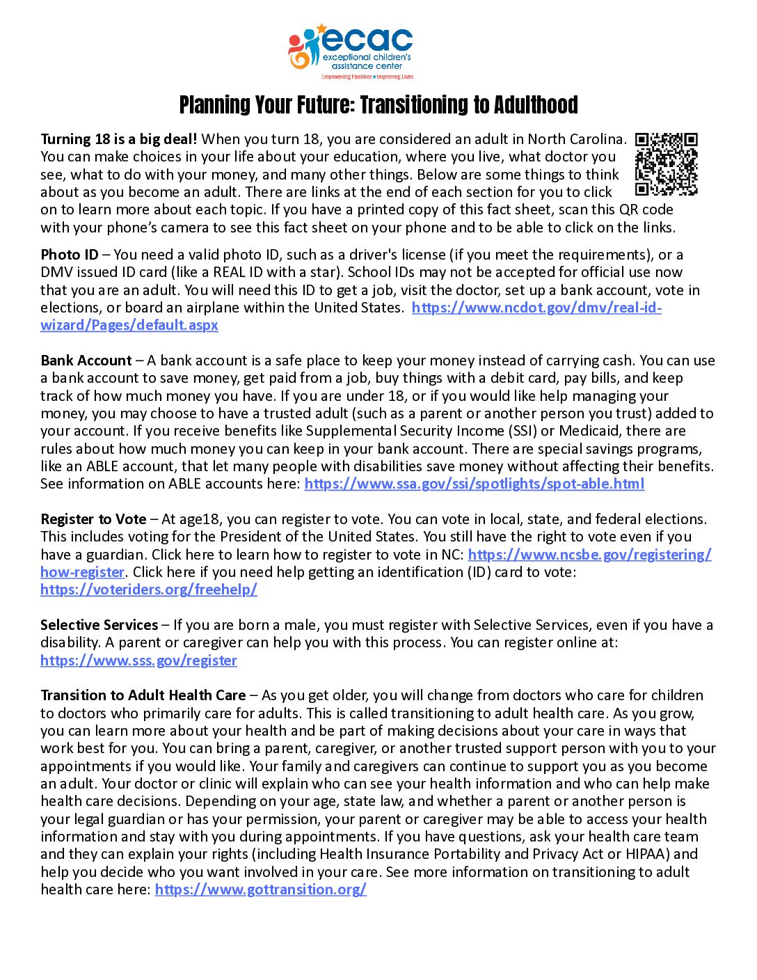 Planning for Your Future - Transition to Adulthood