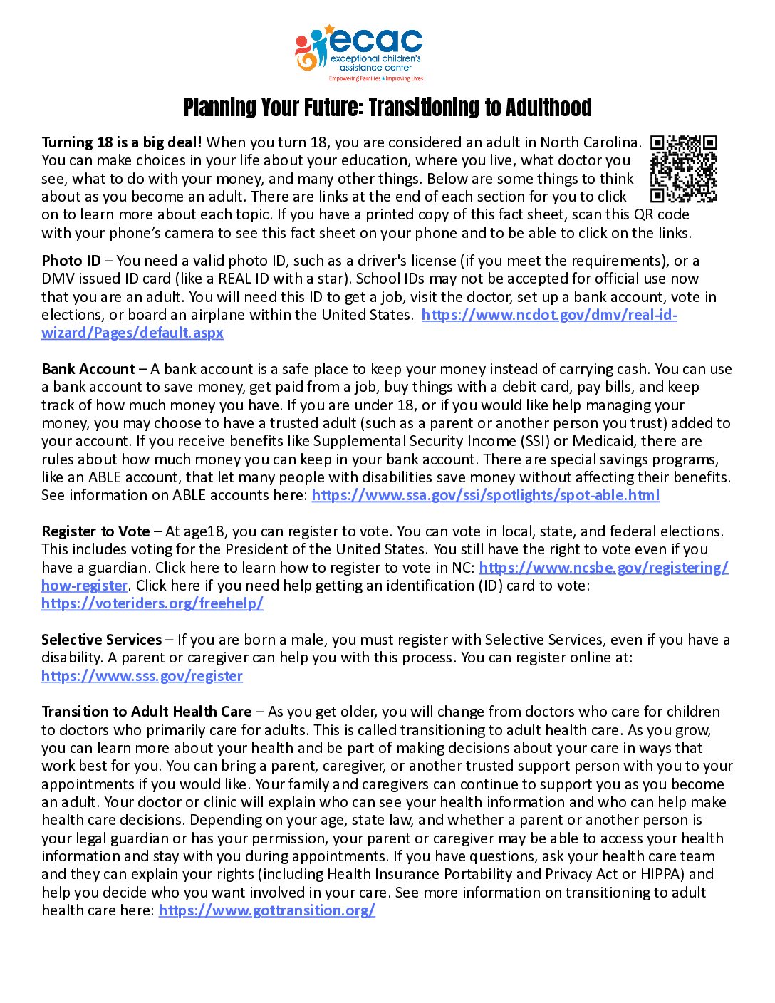 Planning for Your Future - Transition to Adulthood