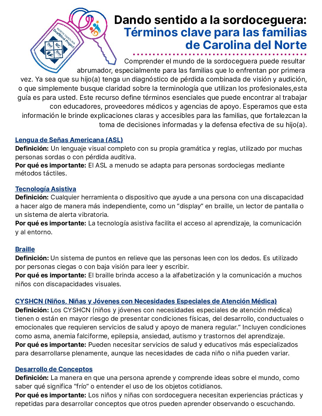 SPANISH Key Terms for NC Families for website