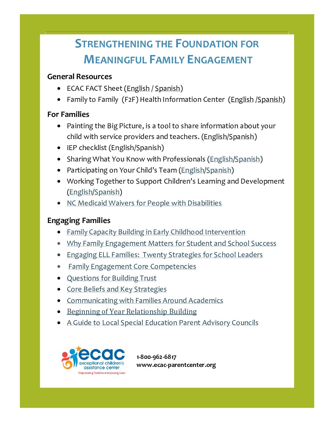 Strengthening the Foundation for Effective Family Engagement
