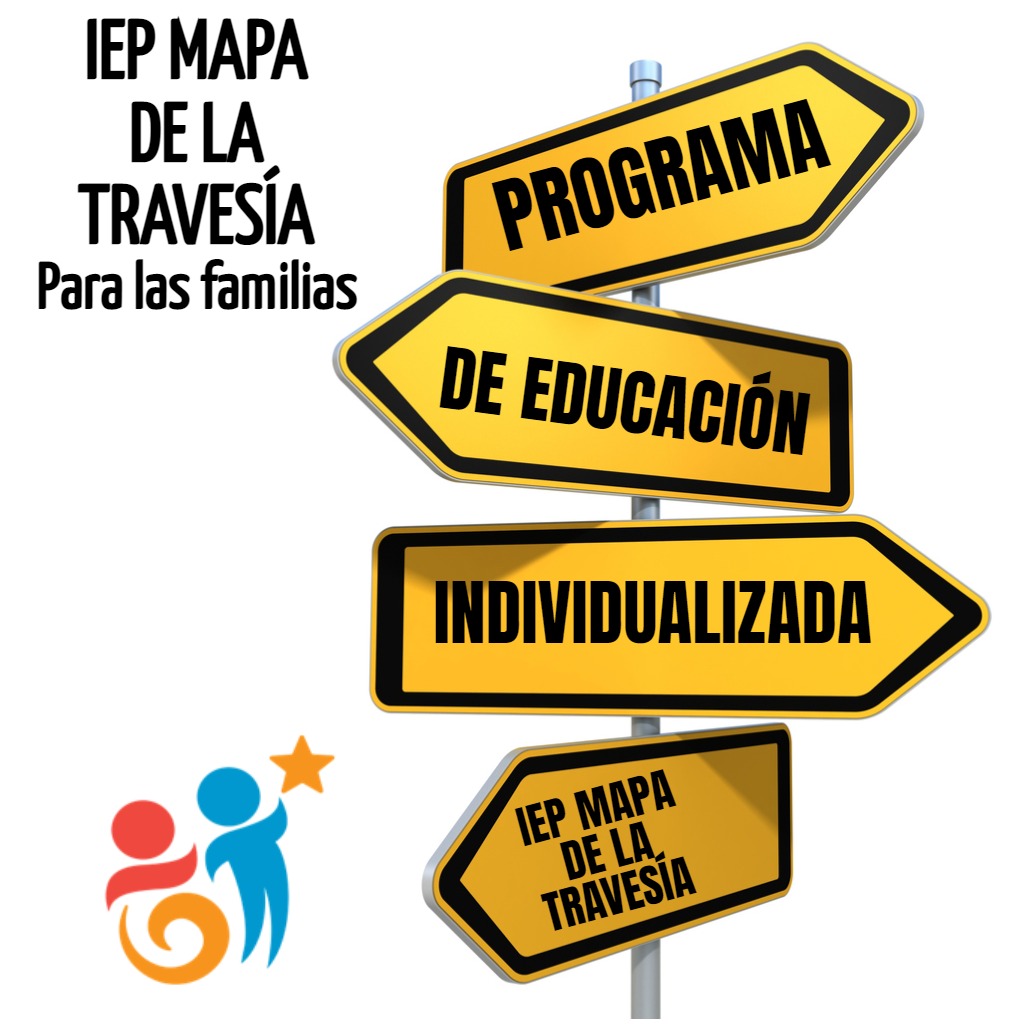 Bild von Straßenschildern und Text, der sagt, iep mapa de la travesia para las familias