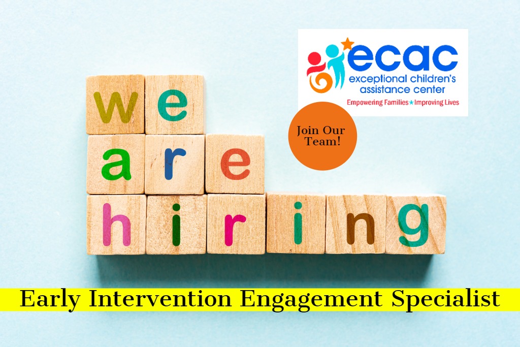 image with 'we are hiring' spelled out in letter blocks and text that reads Join Our Team! Early Intervention Engagement Specialist