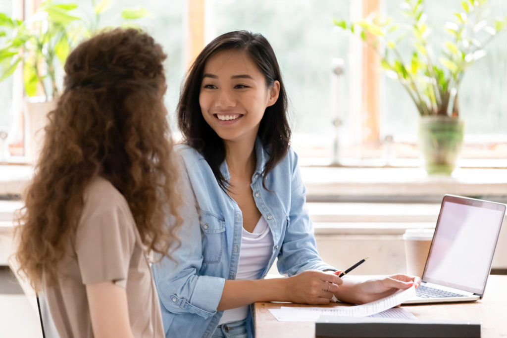 Students smiling talking