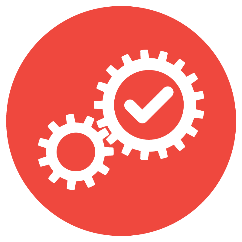 icon with gears and checkmark