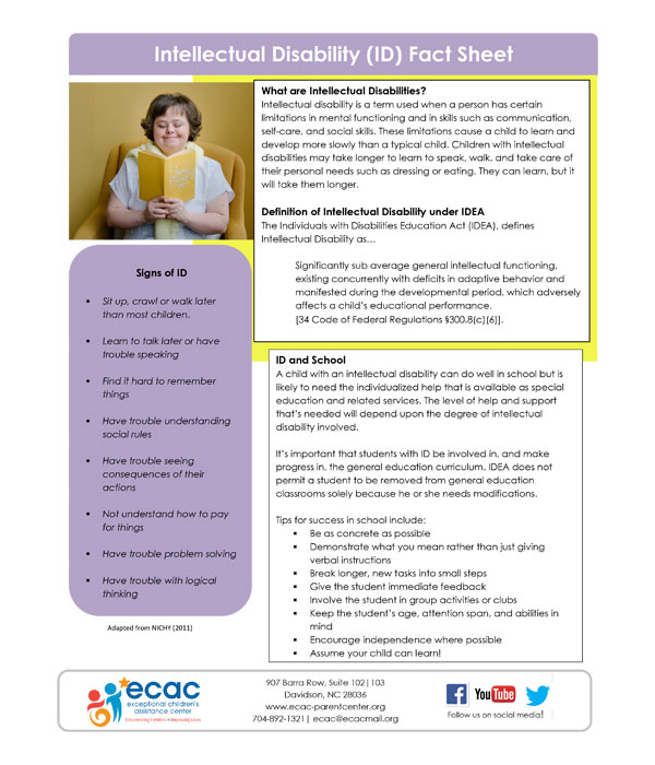 Intellectual disability fact sheet—resource thumbnail