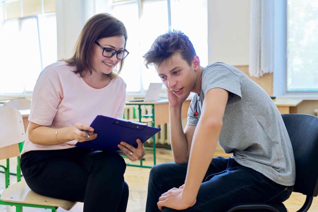 Psychologist working with student
