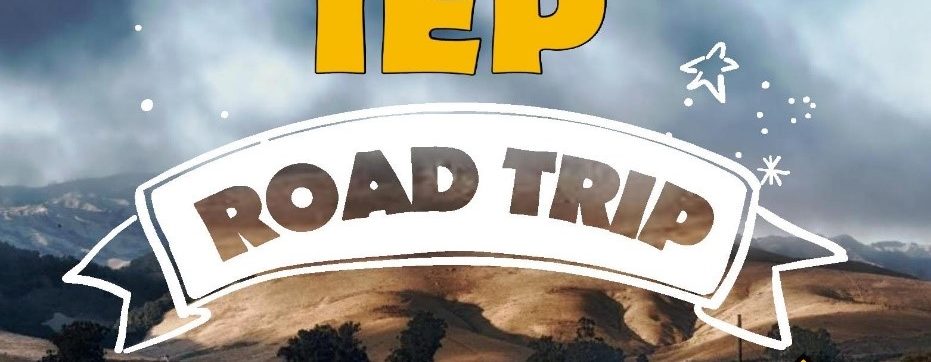 Image of highway through mountains with text that reads "IEP Road Trip"