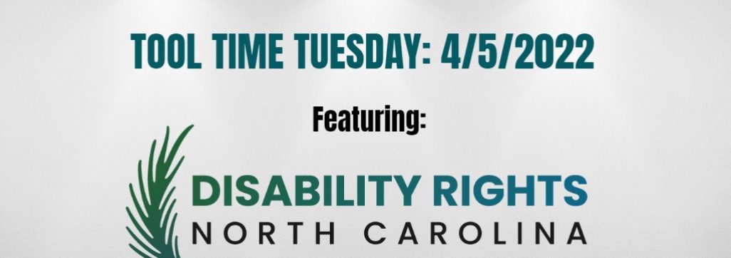 Disability Rights North Carolina logo on white wall background with spotlight