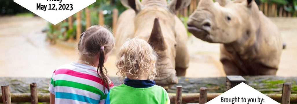 image of two children looking at rhinos
