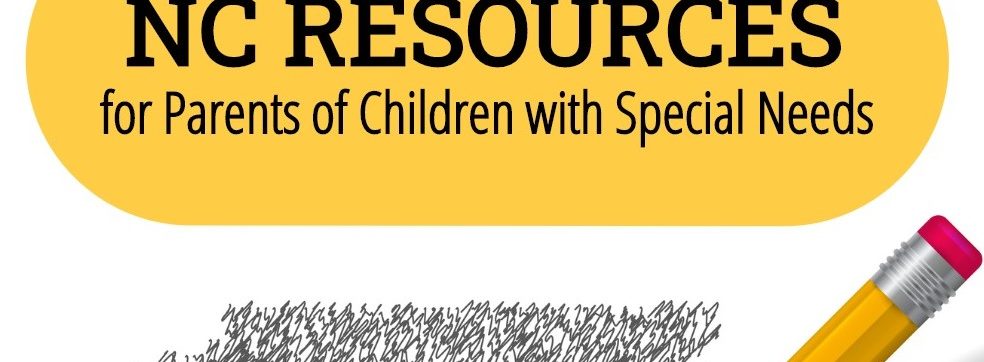 image of pencil scribble sketch of North Carolina with text that reads WEBINAR, NC Resources for parents of children with special needs