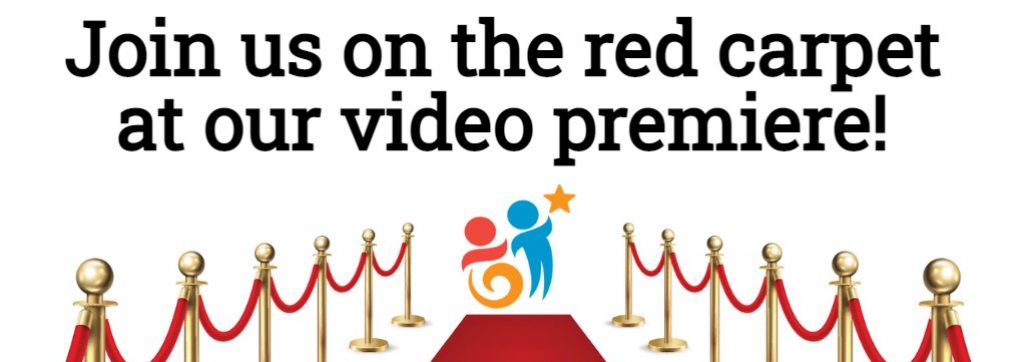 Image of red carpet and ecac logo with text that says Join us on the red carpet at our video premiere
