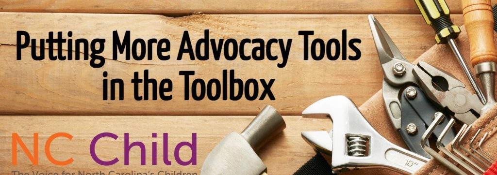 Image of tools in a tool belt with the words Putting More Advocacy Tools in the Toolbox