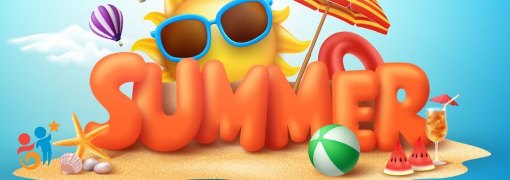 Image of a sun with sunglasses on an island beach and text that reads Tool Time Tuesdays Summer Series
