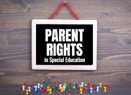 image of sign and thumb tacks that says Parent Rights in Special Education