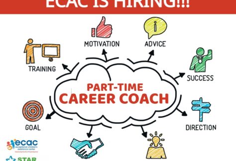 speech bubble with the words part time career coach and icons