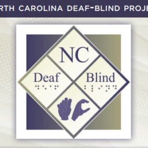 北卡羅來納州聾盲專案徽標的圖像，帶有手簽名和盲文