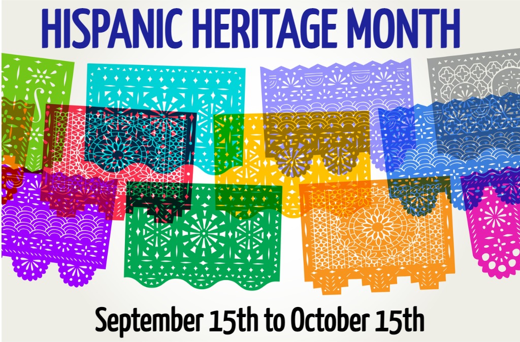 une guirlande avec les mots "Hispanic Heritage Month" (mois du patrimoine hispanique)