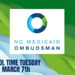 fond ondulé vert et bleu avec le logo du NC Ombudsman