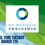 fond ondulé vert et bleu avec le logo du NC Ombudsman