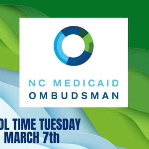 green and blue wavy background with NC Ombudsman logo