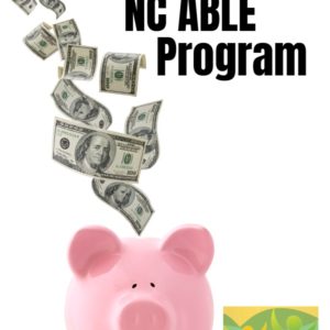 imagen de una hucha y monedas con el logotipo ABLE de NC