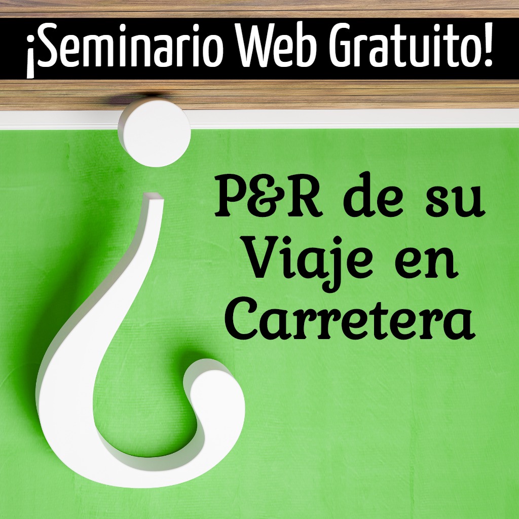 image of question mark and text that says Seminario Web Gratuito P&R de su Viaje en Carretera